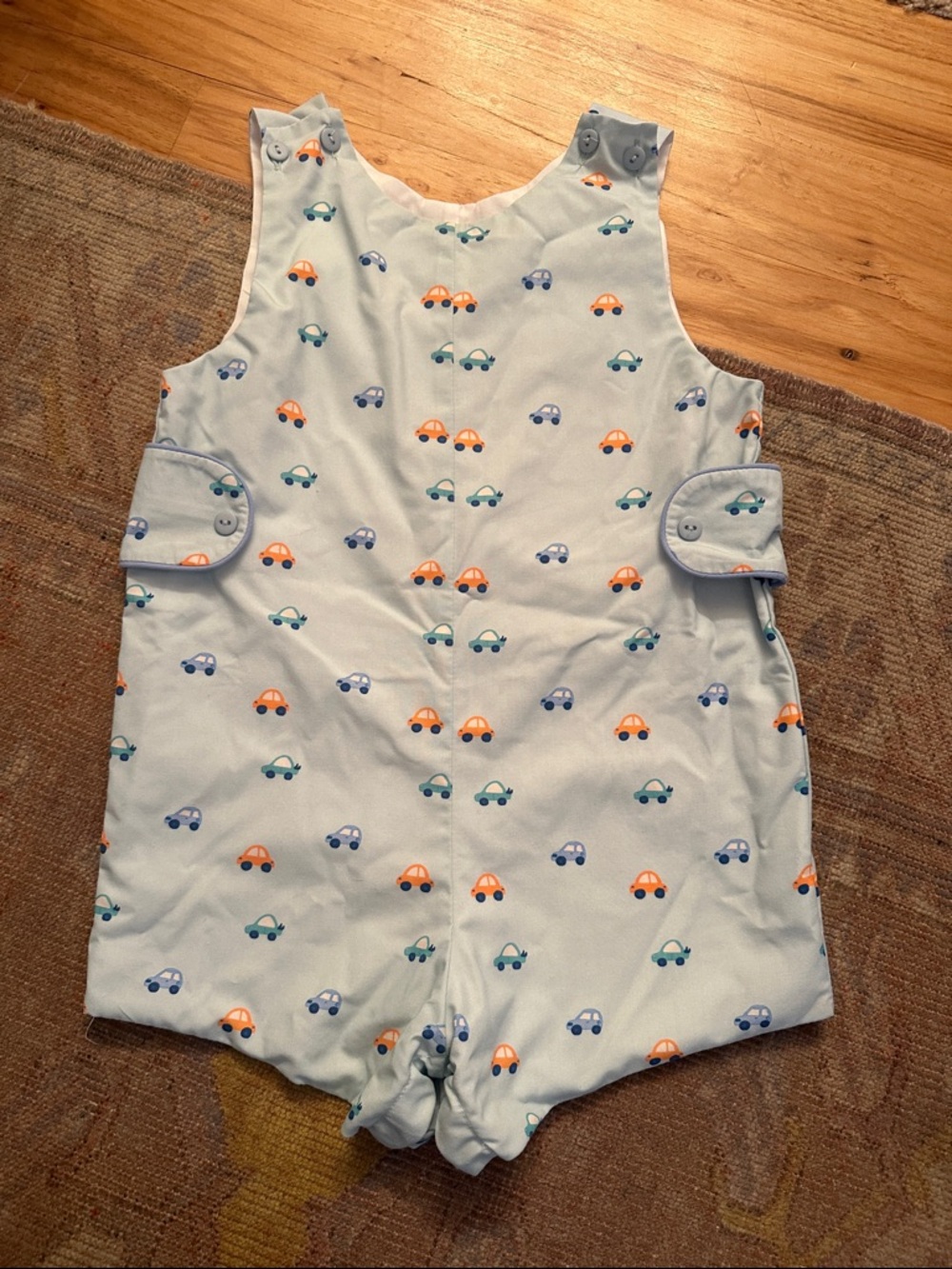 Baby Blue Toddler One-Piece Romper with Car Print
